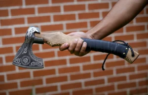 Forged Carbon Steel Viking Axe with Rose Wood