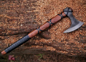 Ranger Larp Forged Viking Axe with Rose Wood Shaft