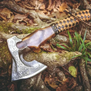 Custom Hand Forged Carbon Steel VIKING AXE with Ash Wood Shaft