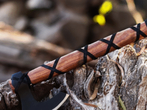 High Carbon Steel Ranger Axe with Rose Wood Handle and Leather Cover