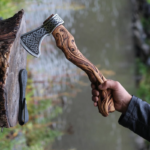 Carbon Steel Hatchet Axe with Customized Eagle Wood Shaft