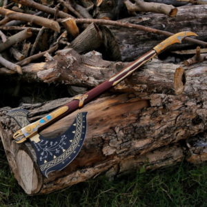 Carbon Steel Leviathan Axe with Eagle Head and Ash Wood Handle