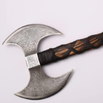 Carbon Steel Twin-Blade Viking Odin’s Berserker Axe with Ash Wood Handle