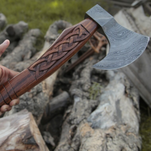 Damascus Steel handmade Hatchet Axe with Leather Sheath