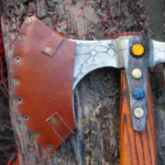 God of War Leviathan Axe with Leather Wrapped Rose Wood Handle