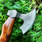 Damascus Steel Tomahawk Axe With Rose Wood