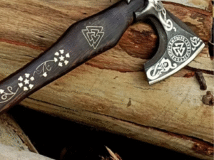 Hand Forged Carbon Steel VIKING AXE with Ash Wood Shaft with Beautiful Black Handle