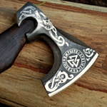 Hand Forged Carbon Steel VIKING AXE with Ash Wood Shaft with Beautiful Black Handle