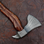 Hand Forged Damascus Smoking Axe with Rose wood