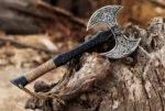 Double Blade Viking Axe with Ash Wood and Leather Sheath