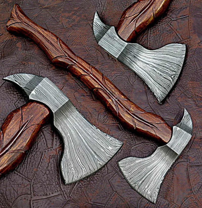 Hand Forged Damascus Smoking Axe