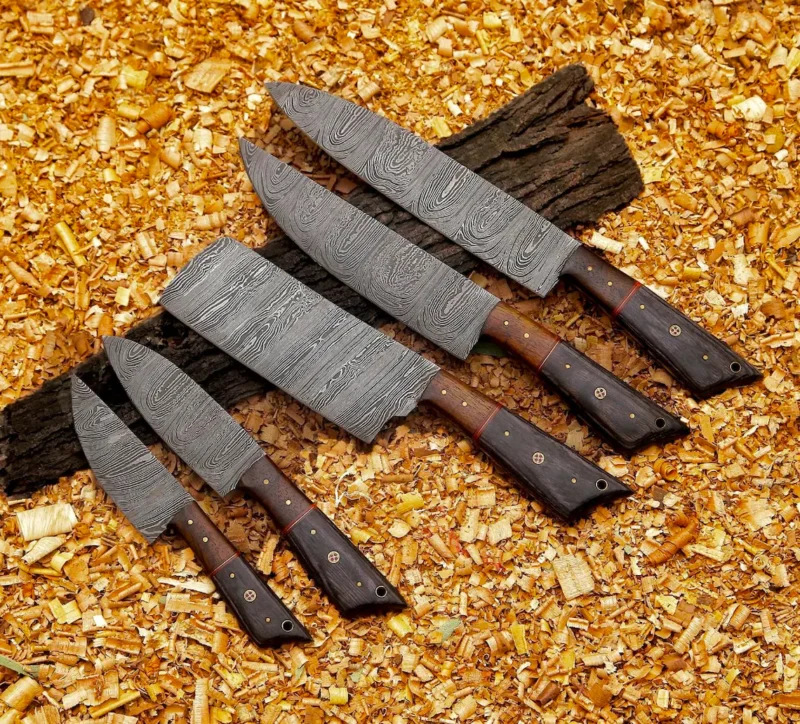 Hand Forged Damascus Chef's Set of 5 BBQ Knife