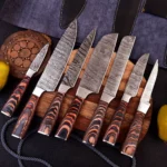 Forged Damascus Cooking knife set of 7pcs