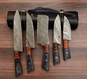 Damascus steel Kitchen set of 5 knives