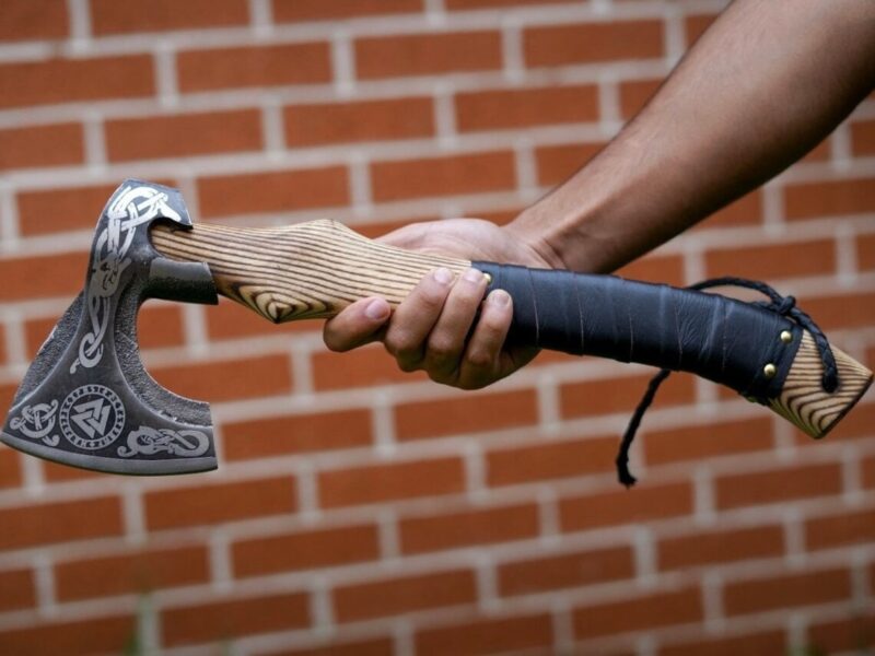 Hand Forged Carbon Steel Hatchet With Ash Wood Shaft