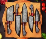 Damascus Chef's Set of 5 BBQ Knifes