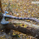 Carbon Steel Leviathan Axe with Ragnar theme Rose Wood Shaft