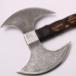 Carbon Steel Twin-Blade Viking Odin’s Berserker Axe with Ash Wood Handle