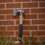 Hand Forged Carbon Steel Hatchet With Ash Wood Shaft and Leather Sheath