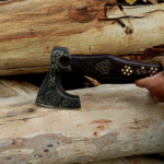 Hand Forged Carbon Steel VIKING AXE with Ash Wood Shaft with Beautiful Black Handle