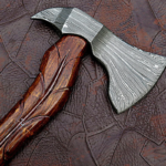 Hand Forged Damascus Smoking Axe with Rose wood