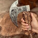Viking Pizza Cutter Axe Held in One Hand - Carbon Steel Blade and Ash Wood Handle, Functional Design
