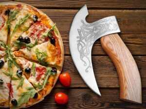 Carbon Steel Etched Blade Pizza Axe