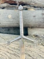 Close-up of J2 Steel Medieval Claymore Sword handle with intricate design