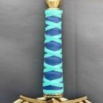 Legend of Zelda Master Sword replica handle grip with blue and gold pattern